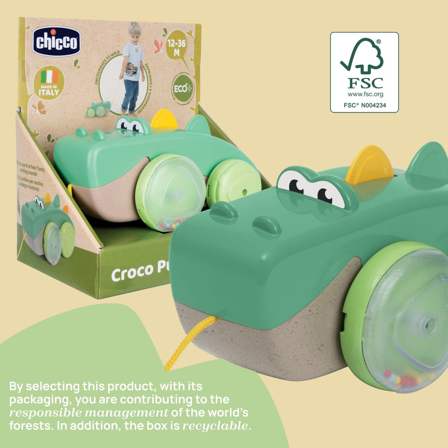 Chicco Krókódíll Pull Along - Image 5