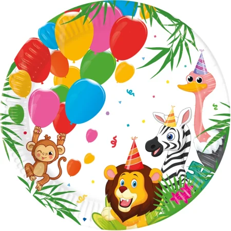 Pappadiskar 8 stk. 23cm - Jungle balloons