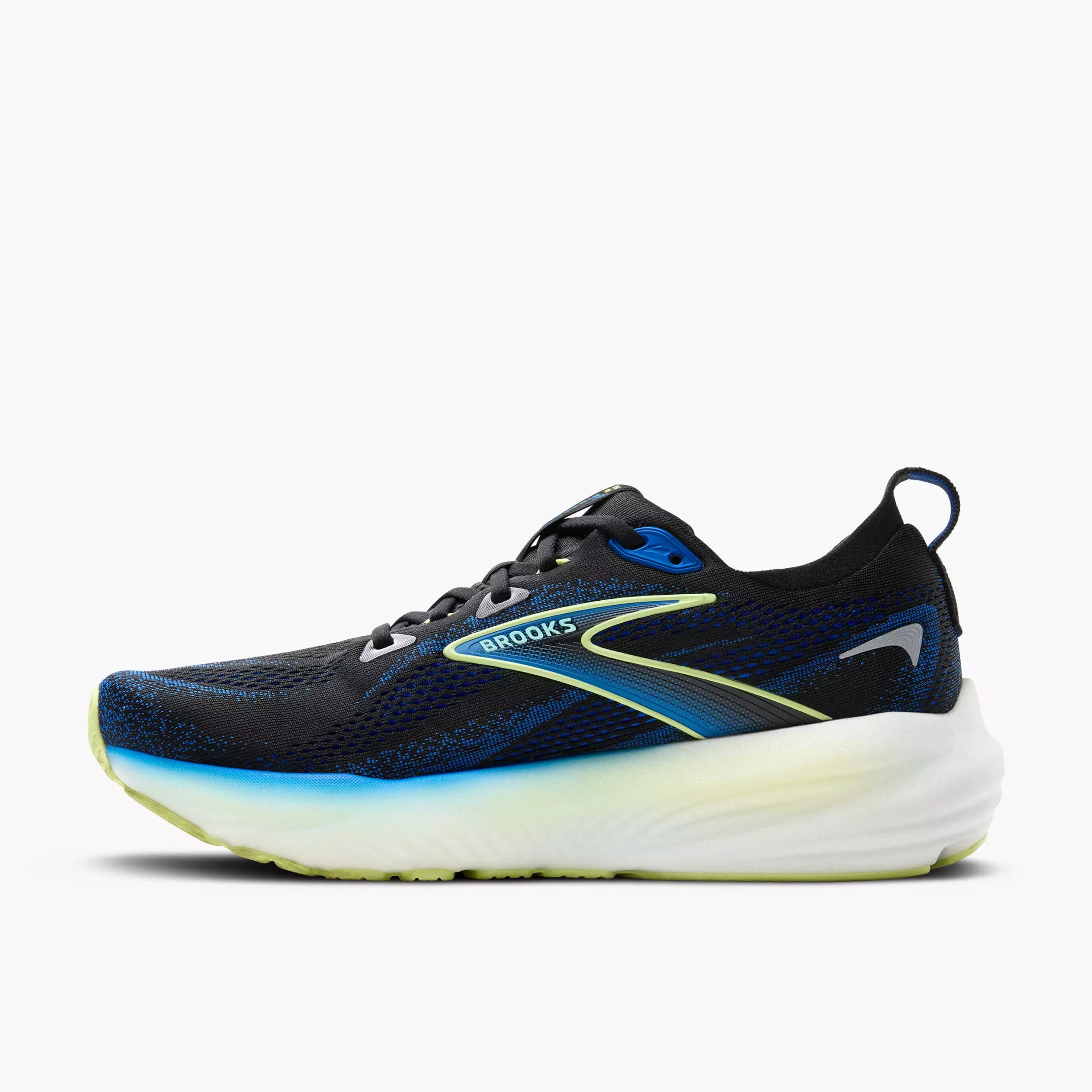 Brooks Glycerin 22 Herra Hlaupaskór Black/Cobalt/Neo Yellow - Image 4