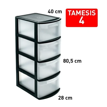 PlastForte Skúffugeymsla 4 svört 80,5cm