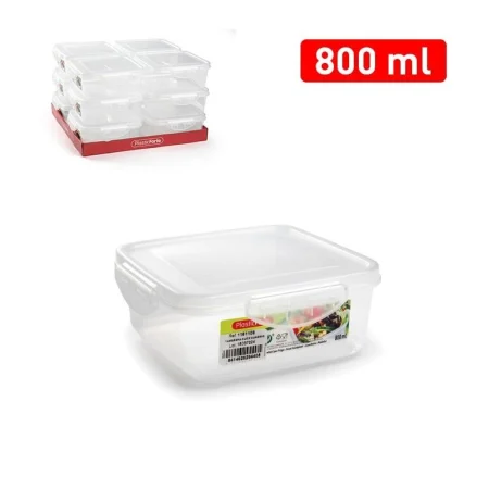 Plastforte Ferkantað Nestisbox CLICK 800ml glært