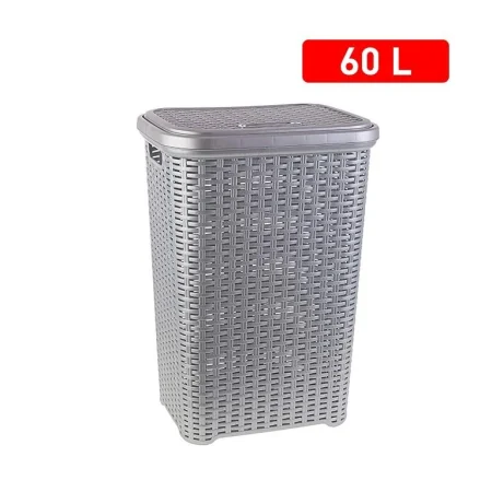 PlastForte Rattan Tauþvottakarfa 60L silfur