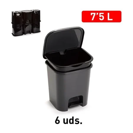PlastForte Ruslafata með fótstigi SMART 7,5 L svört