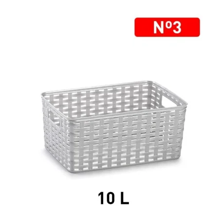 Plastforte Rattan Karfa 10 L 24 x 33,5 cm SILVER