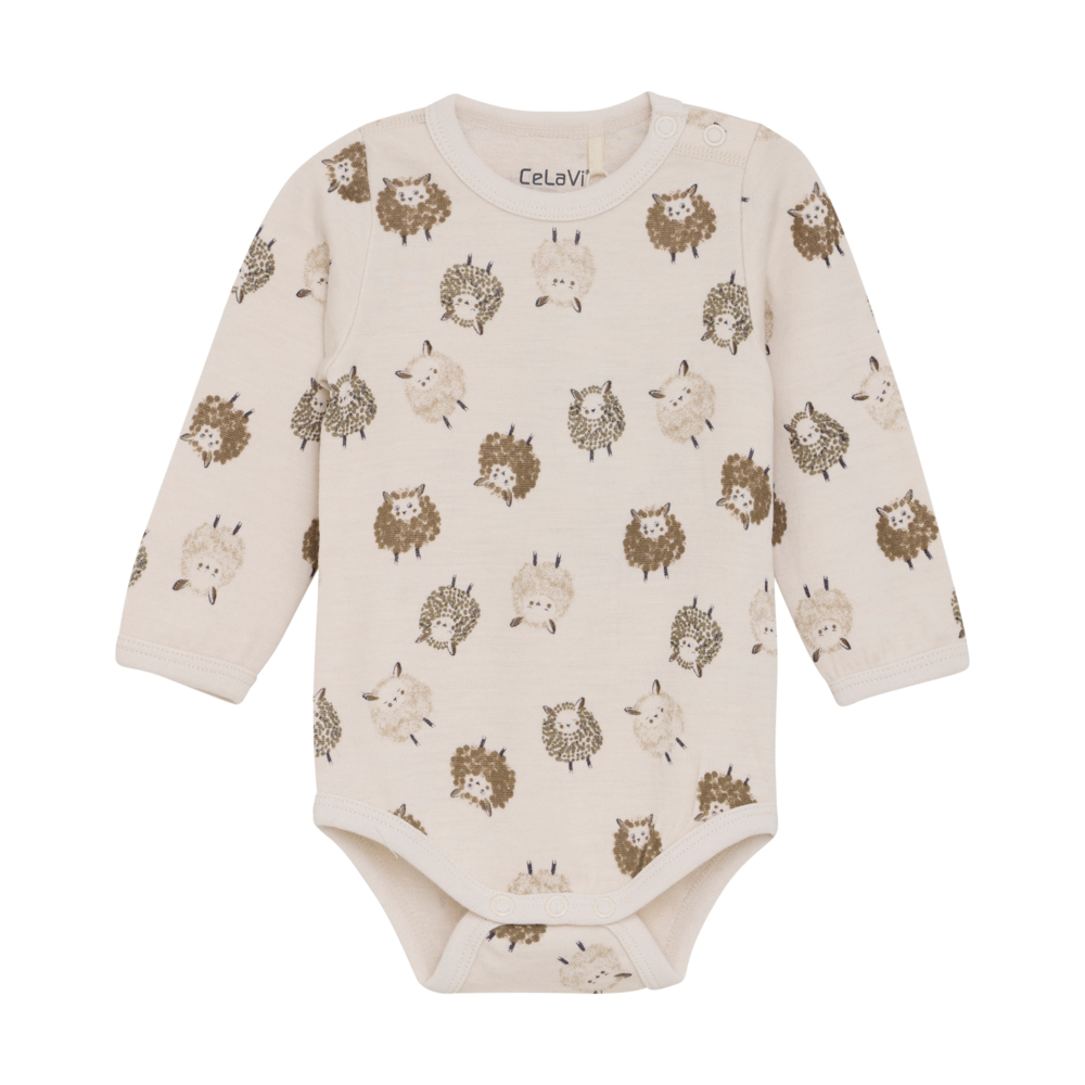 Celavi Samfella með ullarblöndu, langerma - Savannah Tan - Image 2