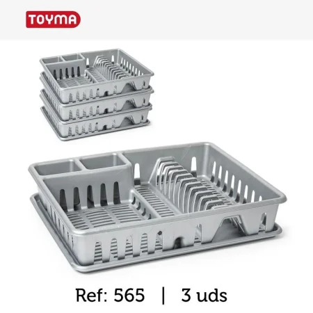 PlastForte Uppþvottagrind með bakka Toyma SILVER