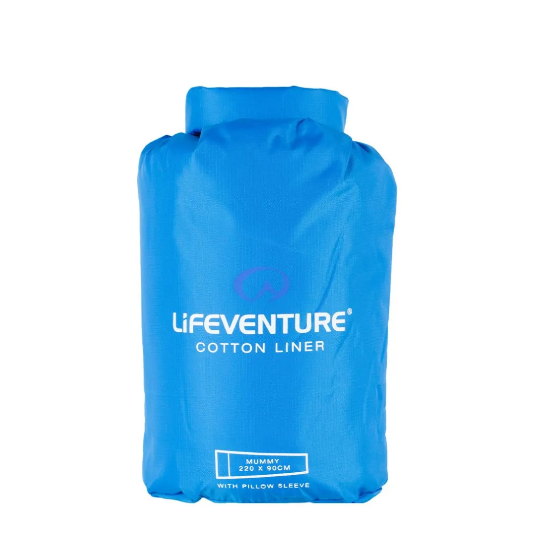 LifeVenture Cotton Liner Rectangular Innri Svefnpoki Blue - Image 2