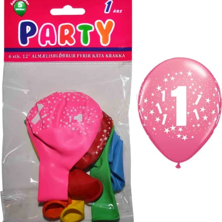 Partý blöðrur 1 árs 12" 6 stykki