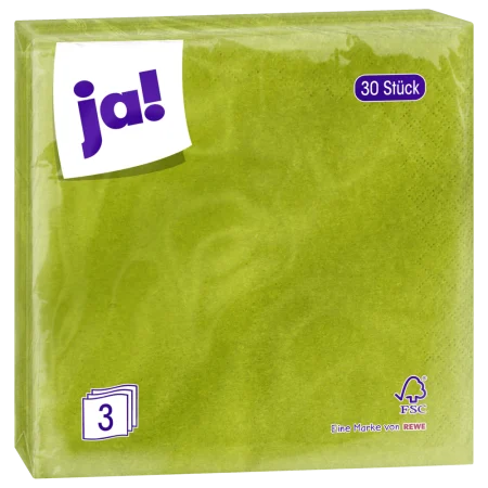 Yes! Serviettur 30 stykki - 3laga 33x33cm Lime