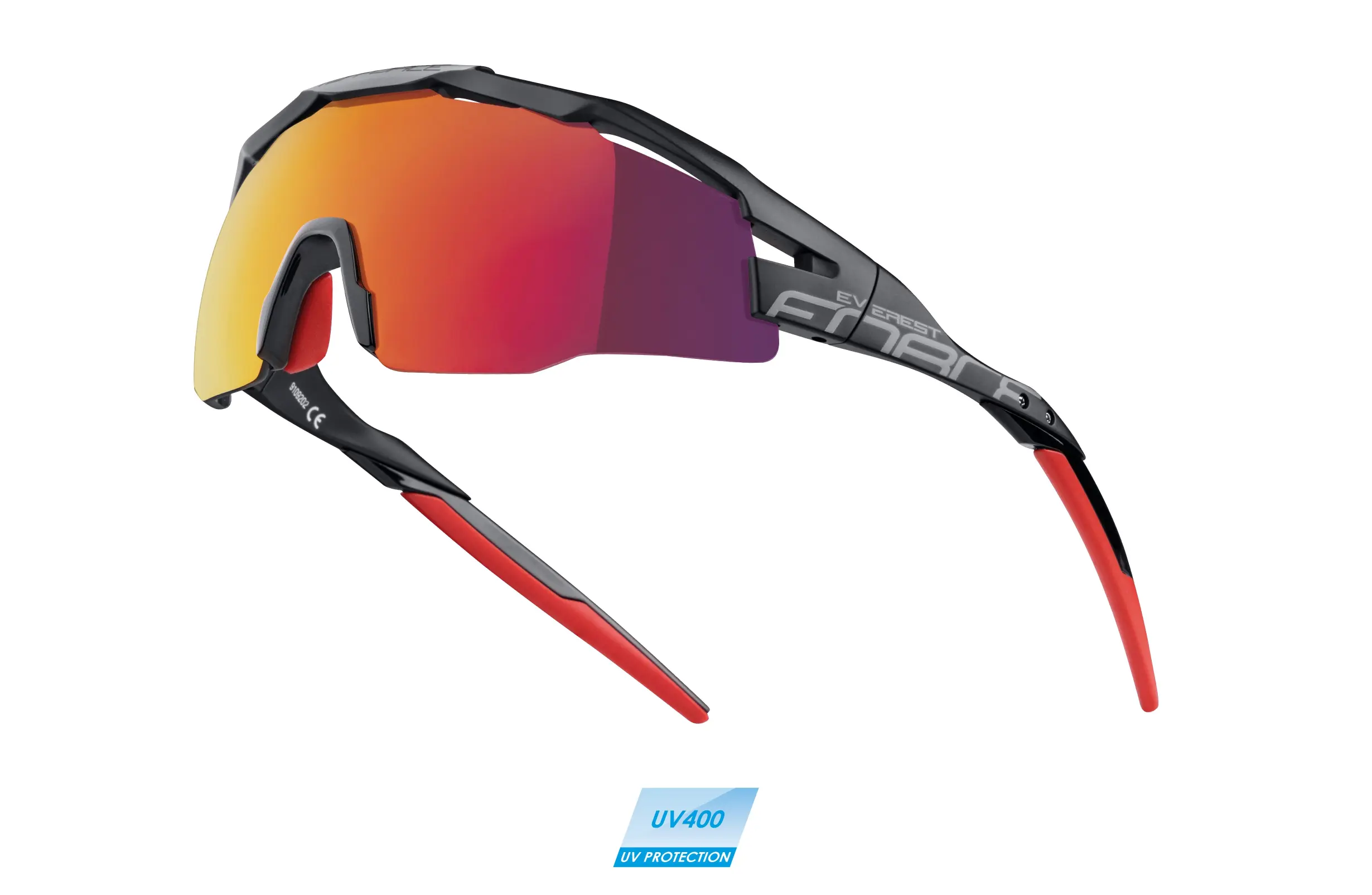 Force Sólgleraugu Everest, Black matt, red mirr. lens