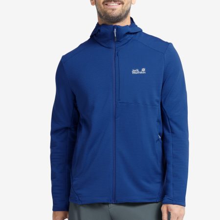 Jack Wolfskin Litestride Herra Flísjakki með hettu Blue Orchid