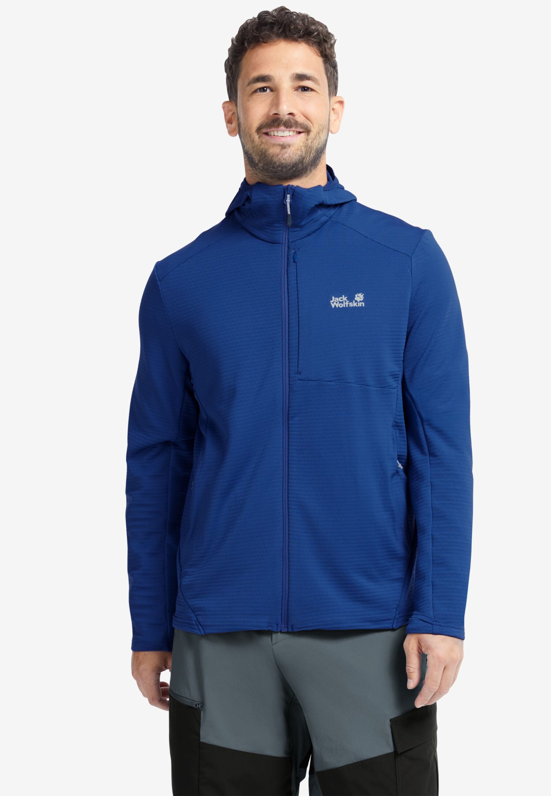 Jack Wolfskin Litestride Herra Flísjakki með hettu Blue Orchid