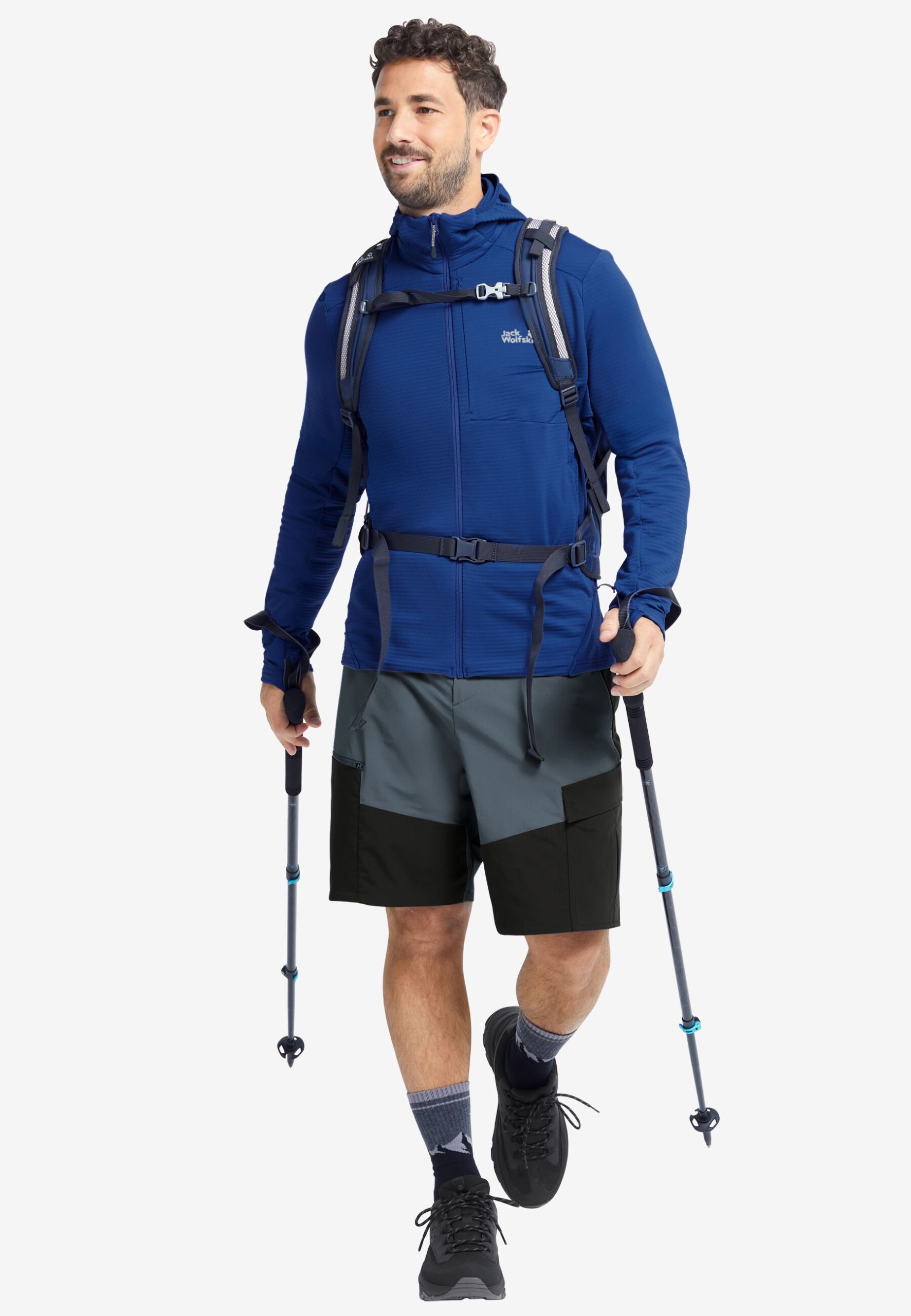 Jack Wolfskin Litestride Herra Flísjakki með hettu Blue Orchid - Image 3