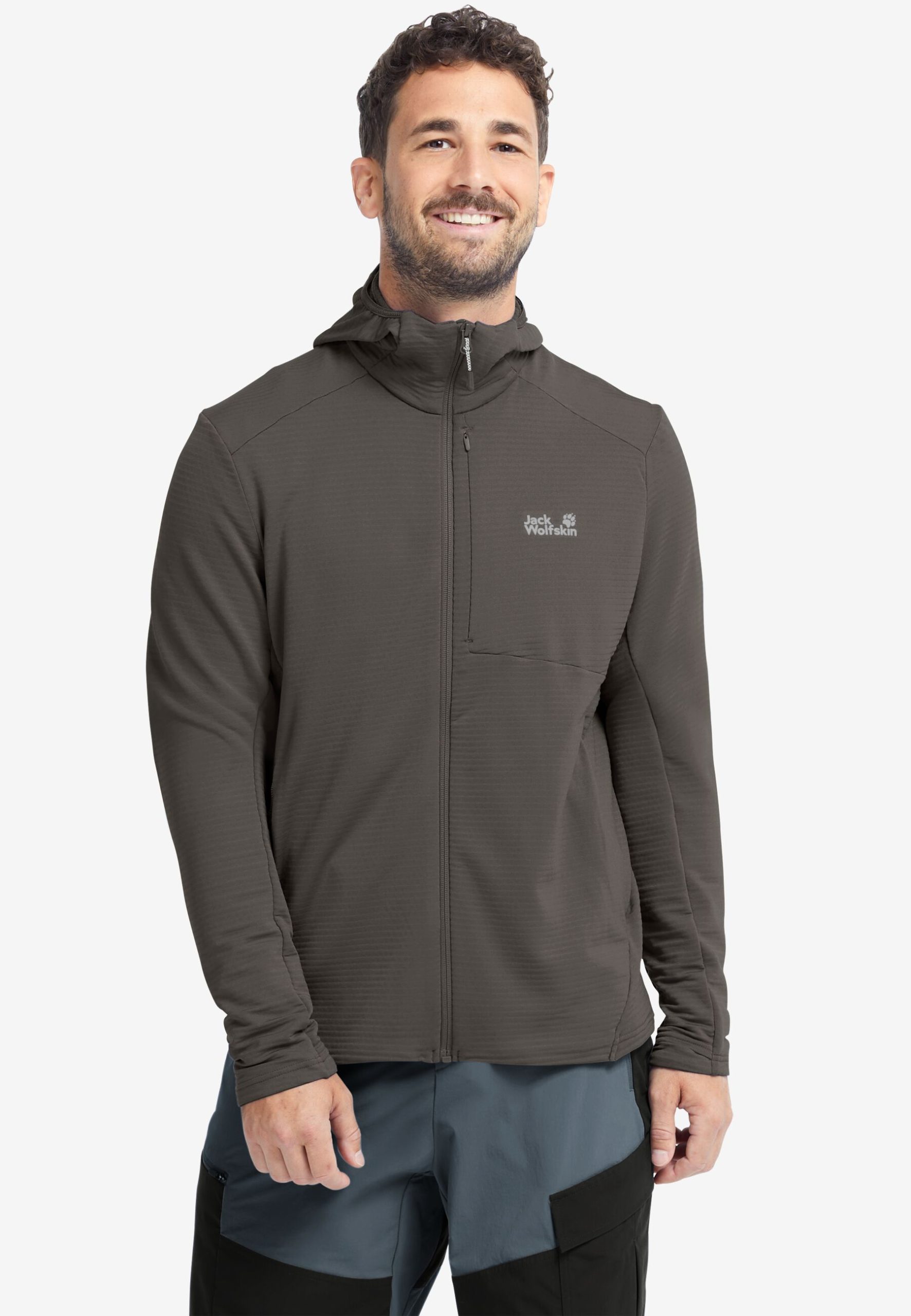 Jack Wolfskin Litestride Herra Flísjakki með hettu Flint