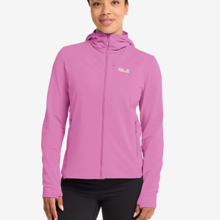 Jack Wolfskin Litestride Dömu Flísjakki með hettu Foxglove