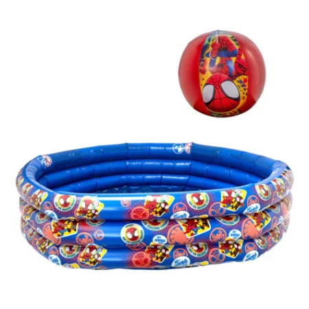 Spiderman uppblásanleg sundlaug 3 hringja 100 cm og sundbolti