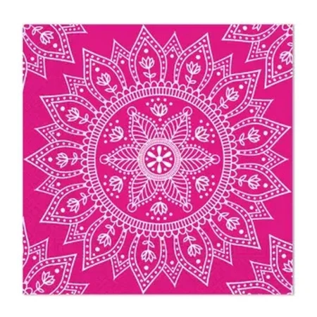Serviettur Mandala Fuchsia 20 stk., 33x33 cm