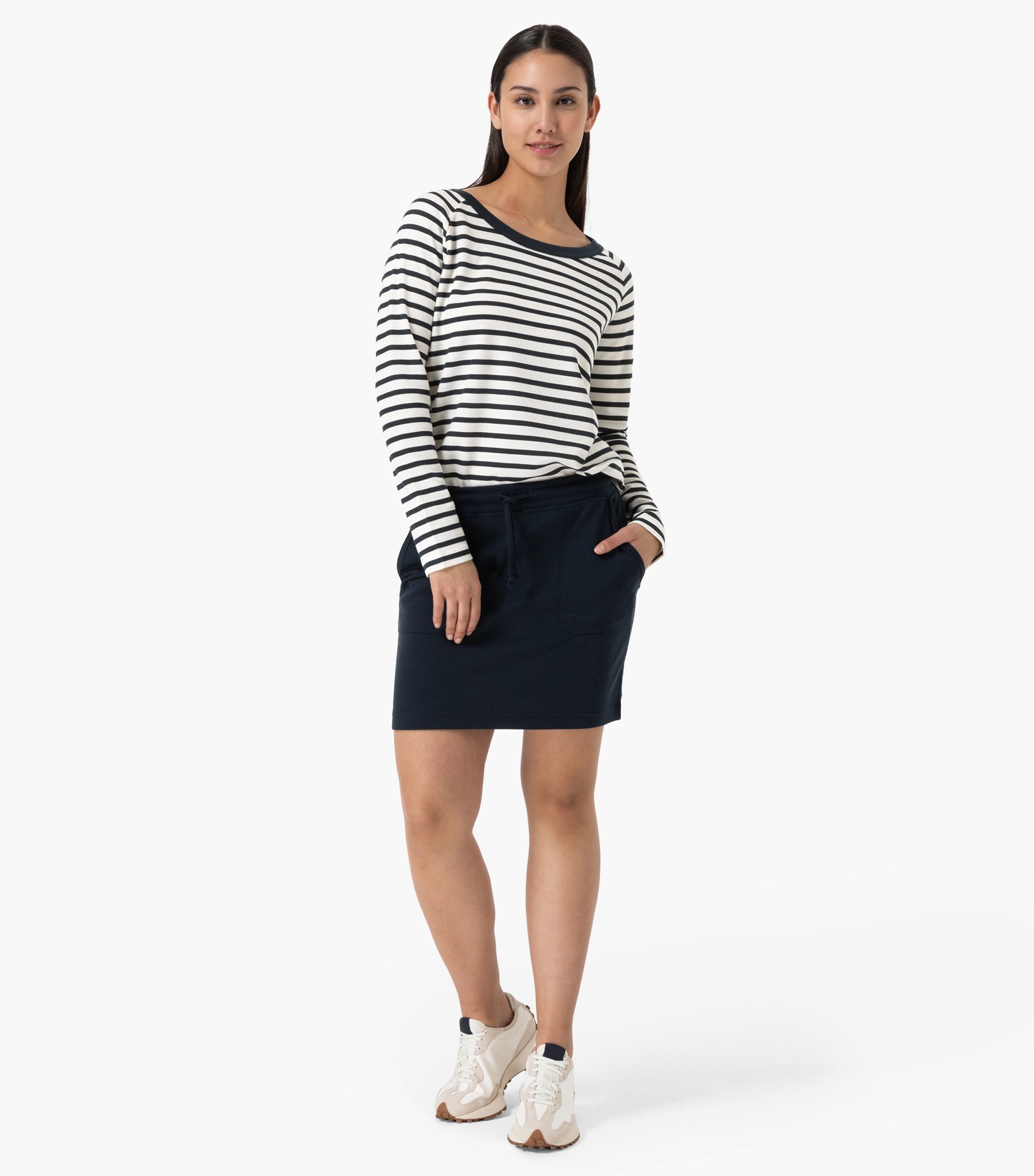 Super.Natural Everyday Stripe Bio Crew Dömupeysa Fresh B/W stripe - Image 3
