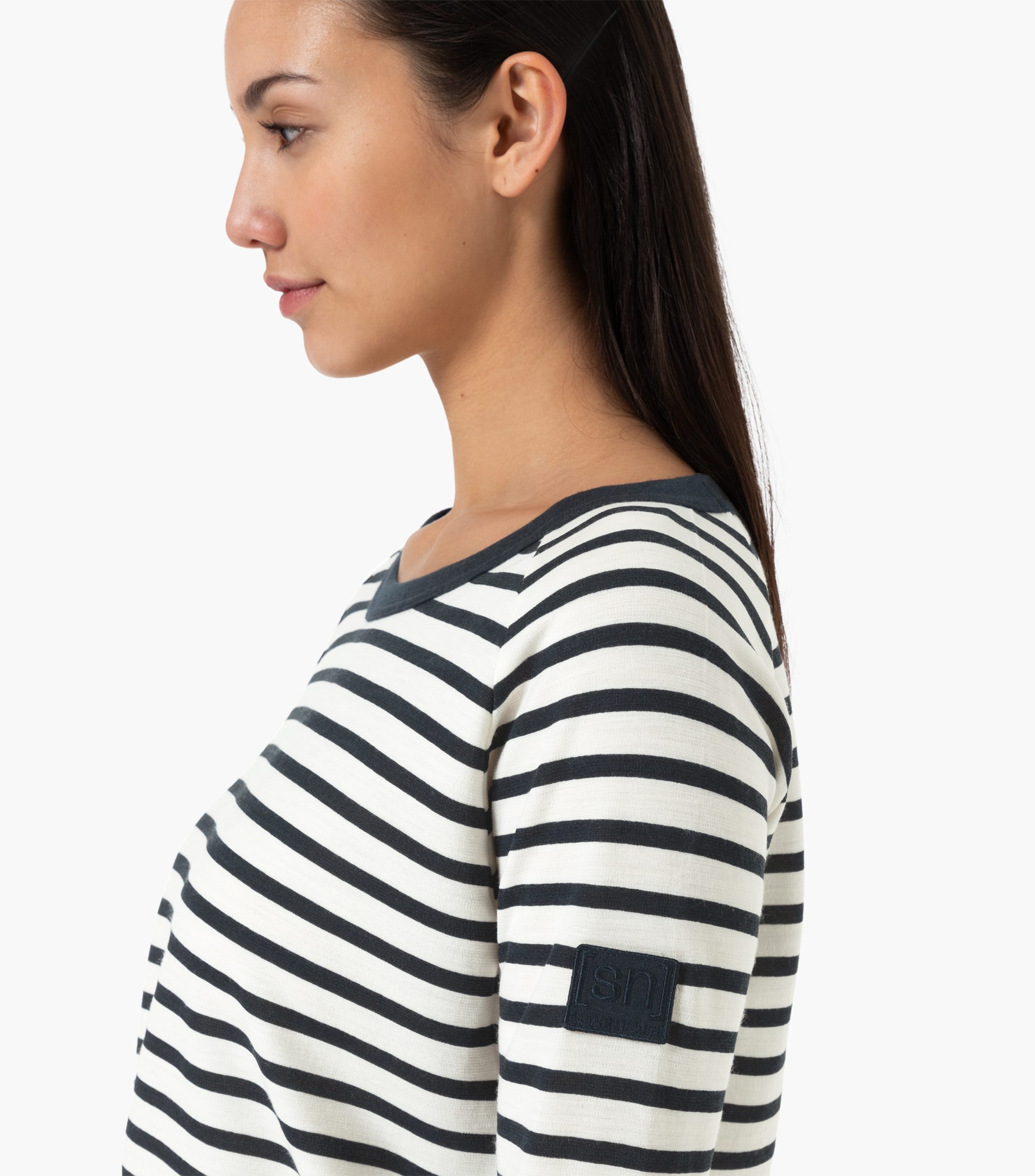 Super.Natural Everyday Stripe Bio Crew Dömupeysa Fresh B/W stripe - Image 5