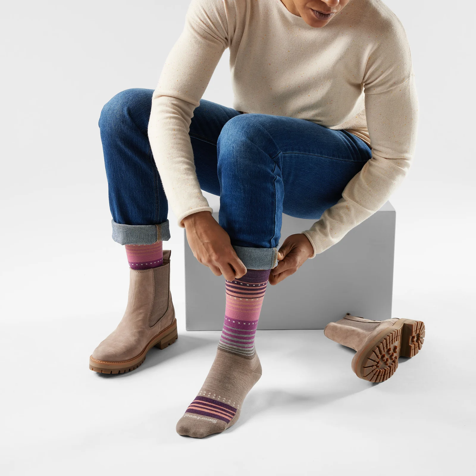 Smartwool Everyday Dömu Sokkar Zero Stitch Stripe Purple - Image 2
