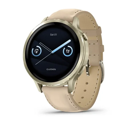 Garmin Venu 4 Heilsuúr - 41mm Gyllt/Beinhvítt + Leðuról
