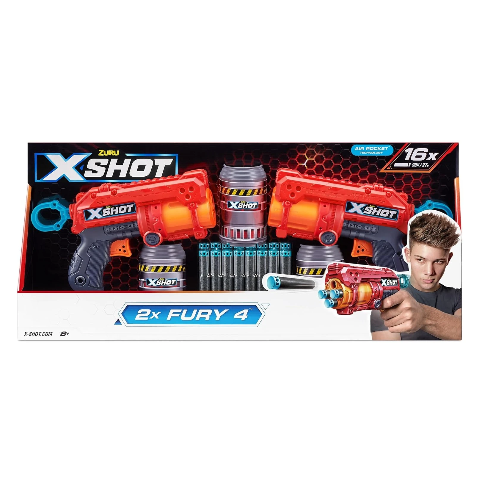Zuru X-shot Byssur Fury 2 í pakka og 3 dósir