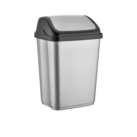 Ruslafata með veltiloki 10L silfur