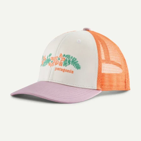 Patagonia Kids Trucker Barna Derhúfa Friend Lei White