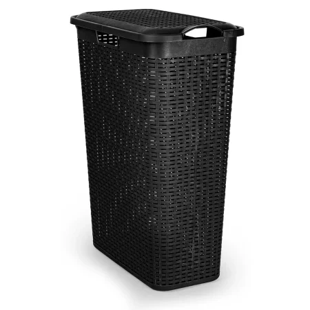 Plastforte Rattan Þvottakarfa Slim 48,5 L BLACK