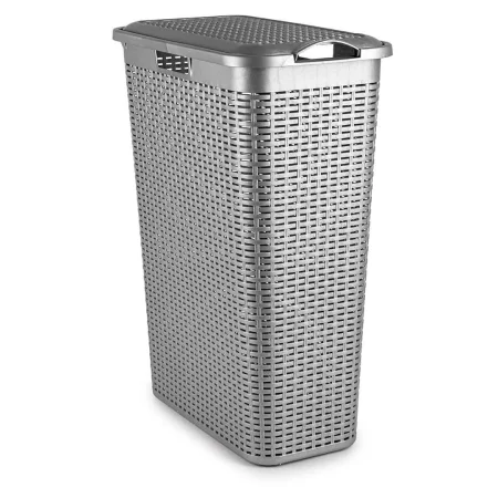 Plastforte Rattan Þvottakarfa Slim 48,5 L SILVER