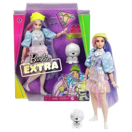 Barbie Extra Pop Styling aukahlutir og hundur